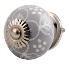 Dark Grey Floral Ceramic Cabinet Knob Online